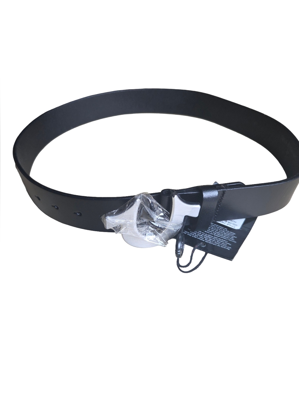 True Religion Black Leather Belt with Iconic Silver Horsehoe Buckle, Size 30
